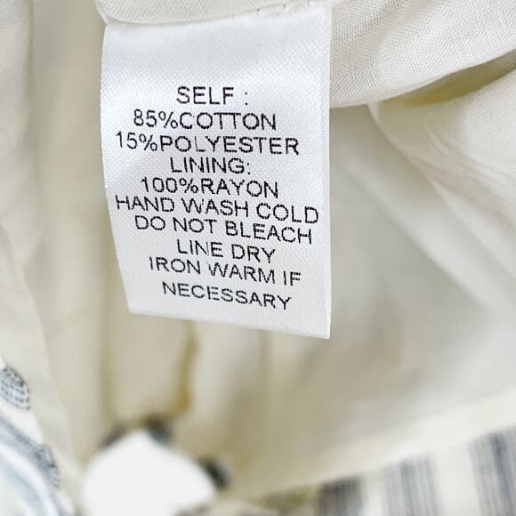 Lunik Small S Blue Cream Striped Button Detail Romper Cotton Blend VNeck Pockets - Picture 11 of 11